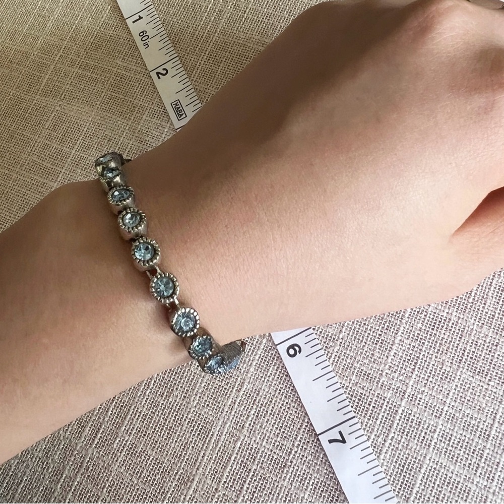 Tennis Bracelet Blue Clear Crystals 7 1/2" Long